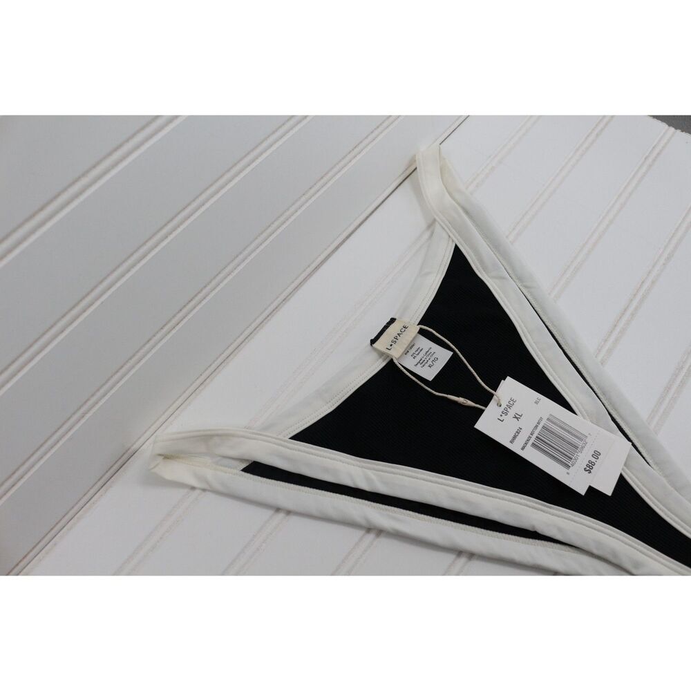 L Space Womens Mackenzie Bitsy Bikini Bottoms Size XL Black and White NWT
